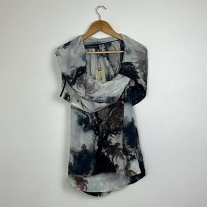 All Saints Silk Nirvana Print Top Nwt - image 1